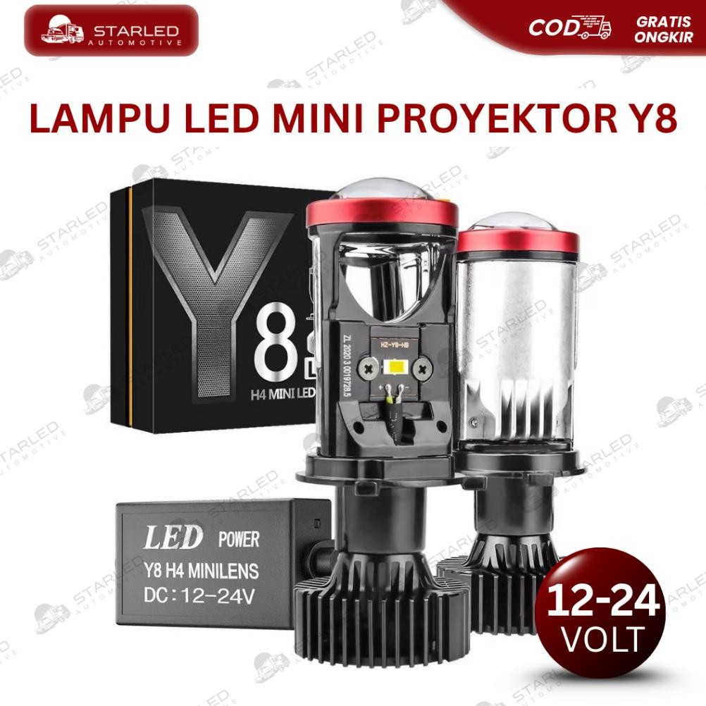 H4 Y8 Y8D มินิโปรเจคเตอร์ Super Bright 4 วัตต์รถยนต์และรถจักรยานยนต์ไฟ Led พร้อมพัดลม