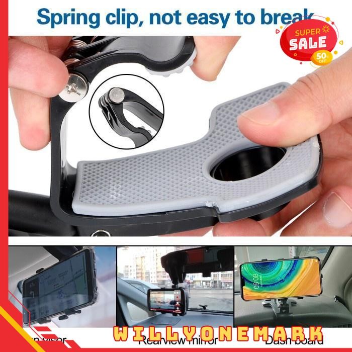 HP CAR PHONE HOLDER 3IN1 DASHBOARD CLIP 180 DEGREE MIRROR YB20-3 สินค้าที่ดีที่สุด