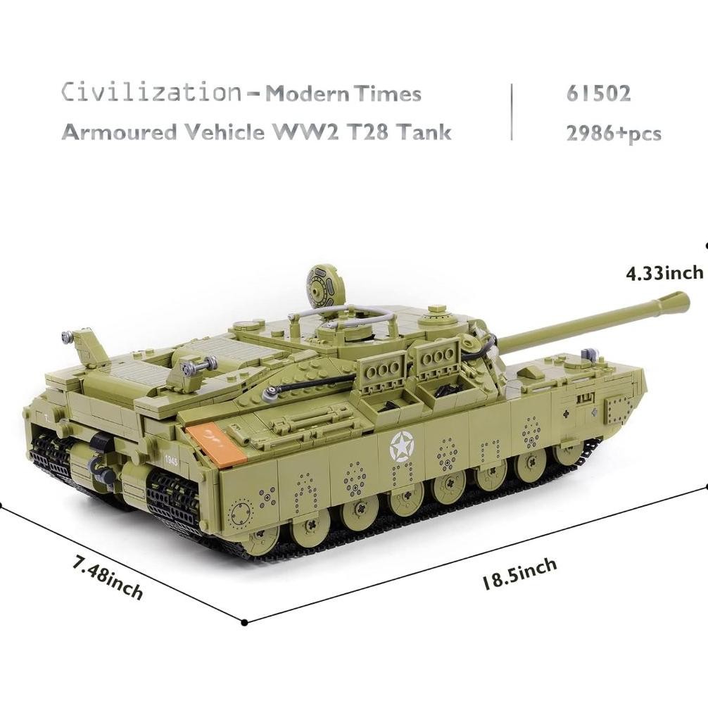 JMBRICKLAYER WW2 MILITARY T28 HEAVY TANK MODEL KIT, BAUSETS FR ERWACHSENE, ARMEE BAUFAHRZEUG