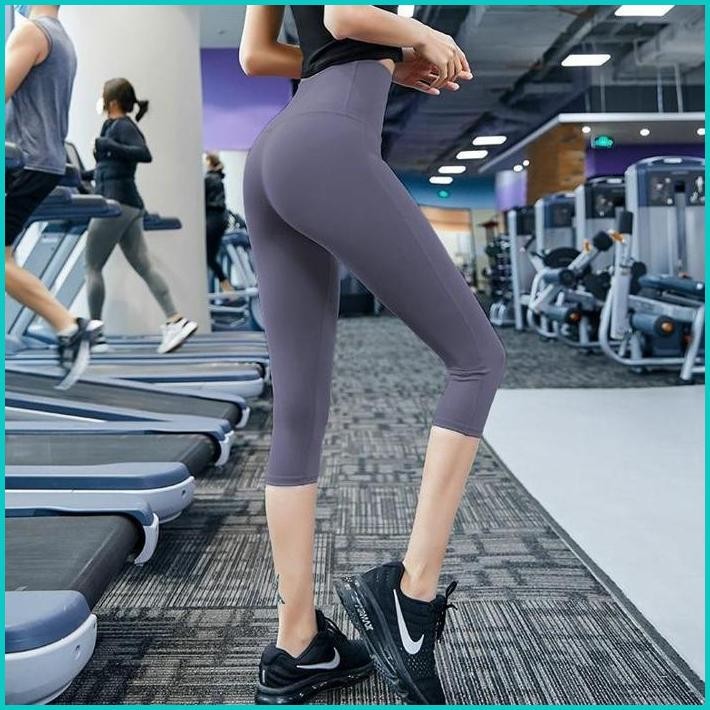PREMIUM เลกกิ้งกีฬาธรรมดาสําหรับผู้หญิง 7/8 สําหรับยิม โยคะ ฟิตเนส [MT7FK Plain]