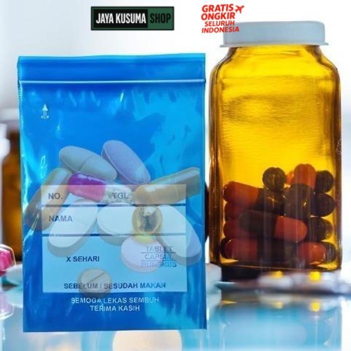 คลิปยาพลาสติกพรีเมี่ยม 1000 แผ่น 7X10 8.7X13 10X15 Clear Blue Ziplock ยาพลาสติก Pharmacy Clinic พิมพ