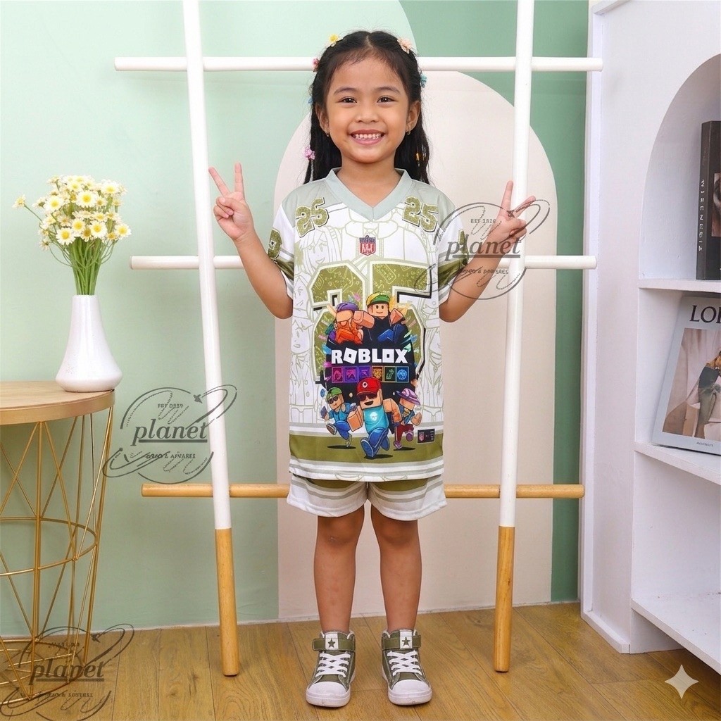 GIRLS JERSEY SET NUMBER 25 ROBLUX KINDERGARTEN AND ELEMENTARY SCHOOL SHORTS SET 1 2 3