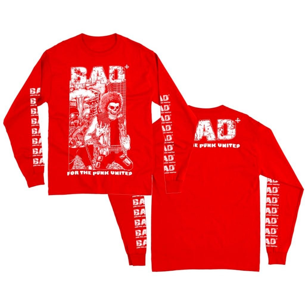 MERAH Bad+ Punk Band T-Shirt - สําหรับแขนยาวสีแดง Punk United