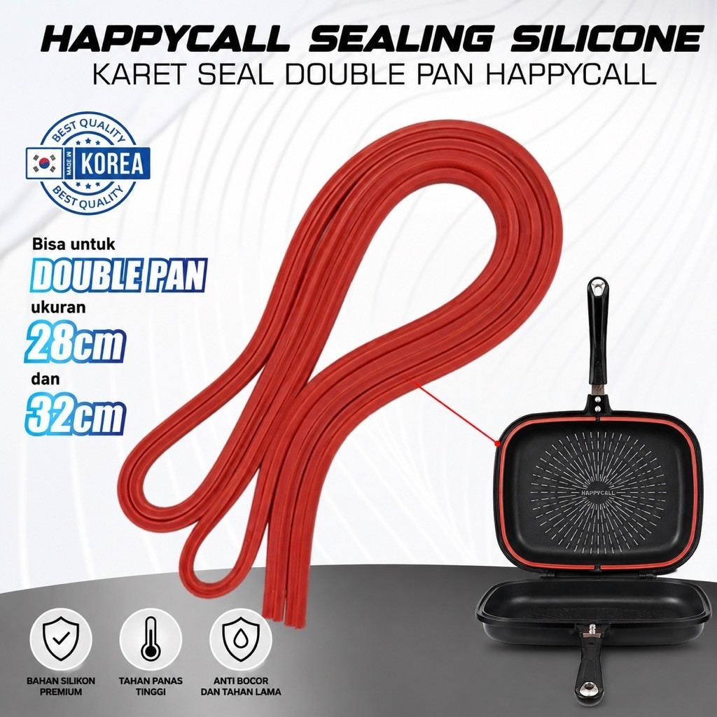 MERAH Happy Call ซีลยาง 28 ซม. / 32 ซม. เครื่องมือย่างยางสีแดง Happy Call กระทะคู่