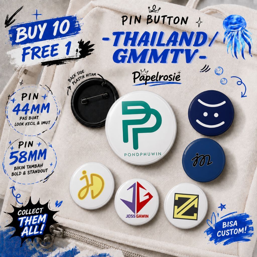 ปุ่มพิน ประเทศไทย GMMTV | AESTHETIC THAILAND ROUND PIN GMMTV PIN 44 MM