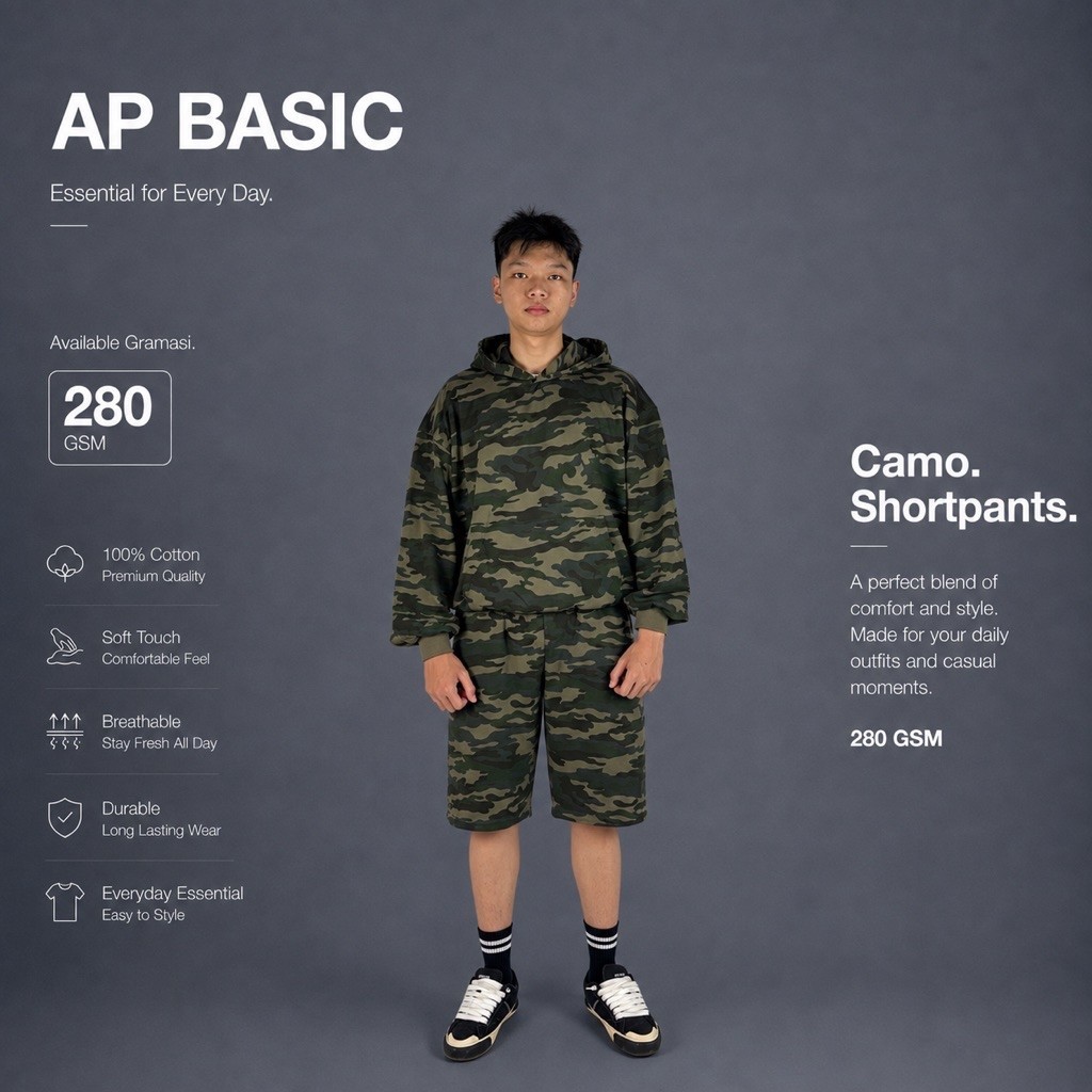 [CORE - AP] REALTREE & CAMO JORTS PANTS FLEECE 220-300GSM BASIC | กางเกงสีพื้น