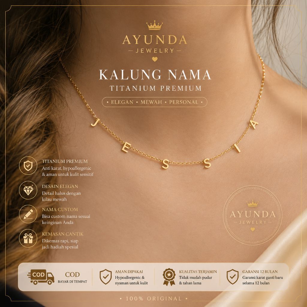 RF Jewelry - สร้อยคอชื่อไทเทเนียมแบบกําหนดเอง สร้อยคอผู้หญิง สร้อยคอแฟชั่น