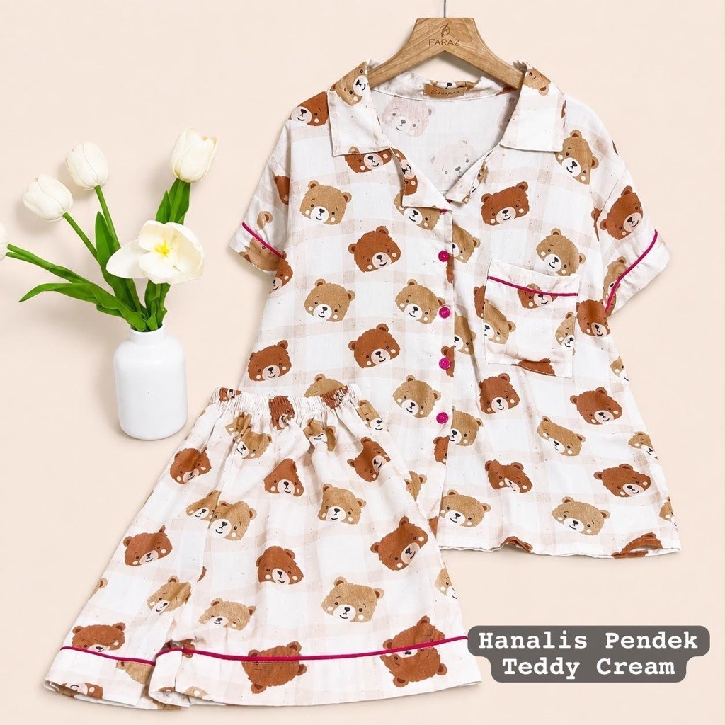 น่ารัก MOTIF SHORT PANTS PAJAMAS ONE SET สวยเย็น RAYON PAJAMAS