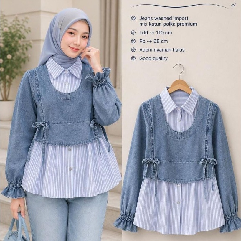 Roila/Codea/Solla/Licia/Linor/Lezy/Utami/Lisa/Airila Womens Jeans Blouse By Athaya