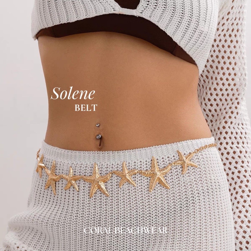 [CORAL] SOLENE BELT | ฤดูร้อนโซ่เข็มขัด Y2K BELT ผู้หญิง BEACH WAIST CHAIN BELT