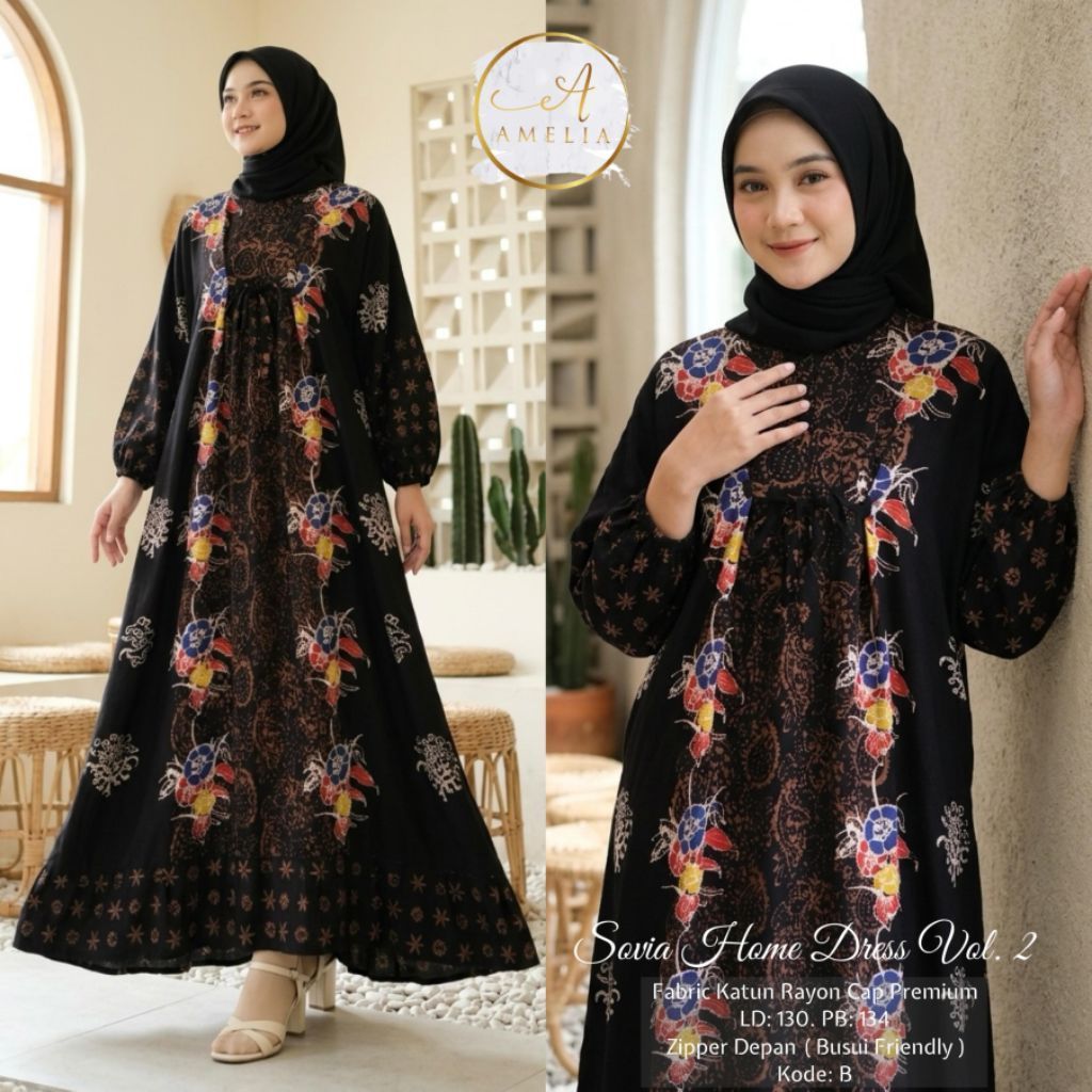 SOLO BATIK GAMIS LD 124-130CM หมวกพรีเมี่ยม RAYON MATERIAL BY AMELIA JUMBO AMIS BATIK MOTIF VOL.2