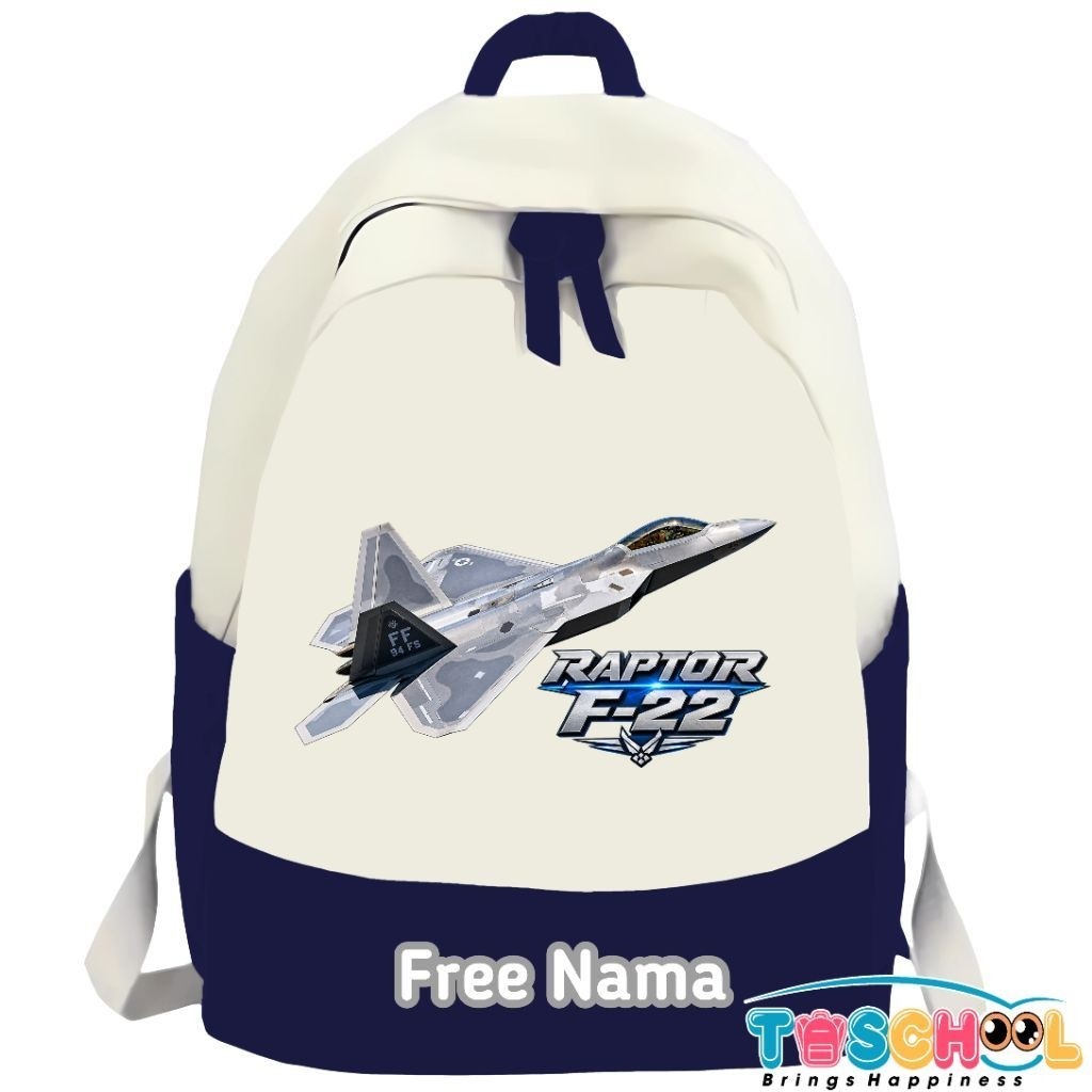 F22 Raptor Jet Fighter Plane กระเป๋าเป้เด็กชื่อฟรี