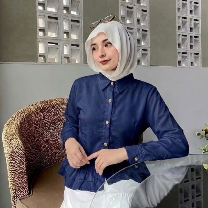 KEMEJA Bella Puffy Blouse Shirt สําหรับผู้หญิง ดีไซน์เกาหลีเรียบหรู