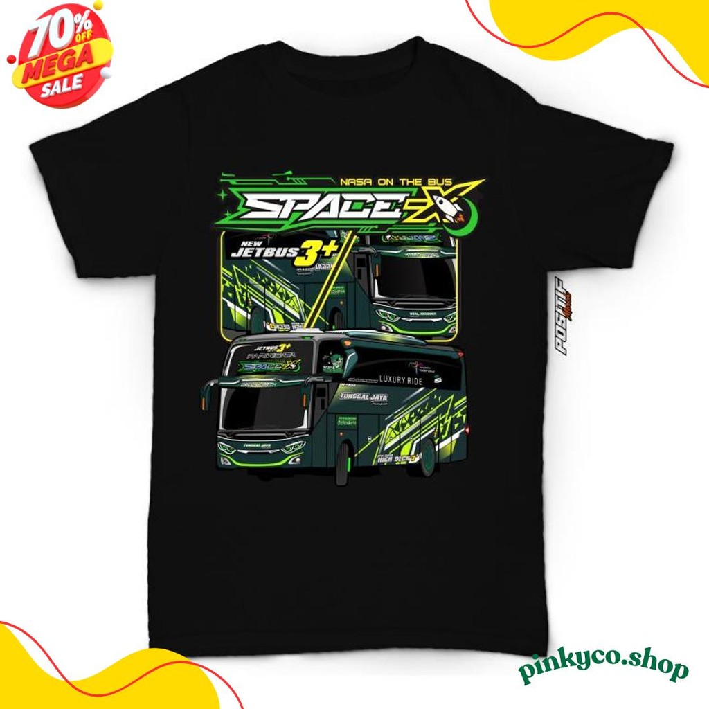 เสื้อยืดรถบัสเด็กชายถึง 70% Bus Mania Space X Tunggal Jaya Positive Merch