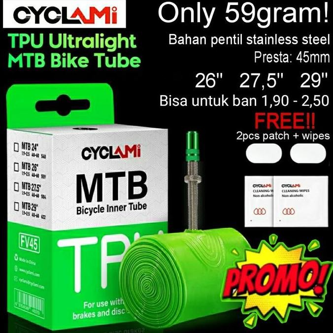 ยางใน Super Light MTB 26 27 29 นิ้ว CYCLAMI ไม่อร่อยกลืน