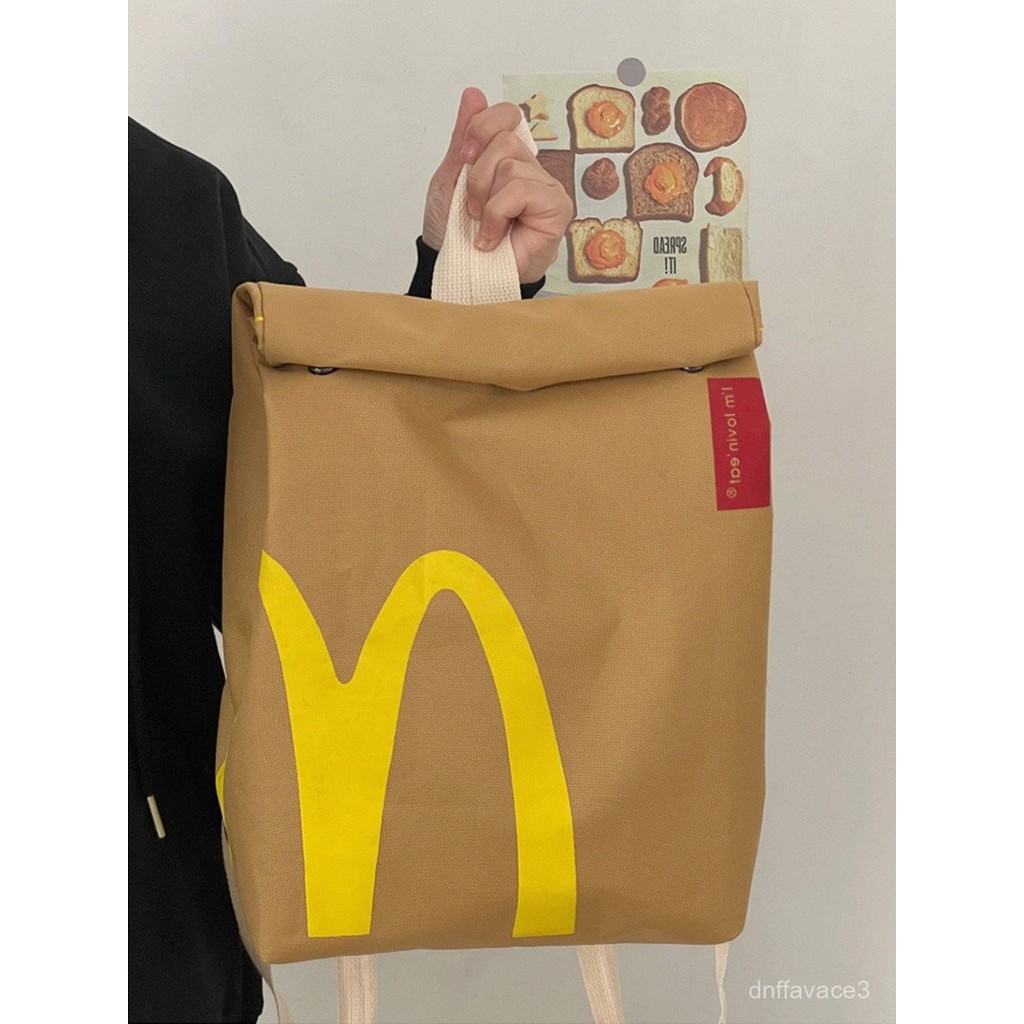 McDonalds Style Large Capacity Backpack Casual Backpack Burger Paper Bag Bag