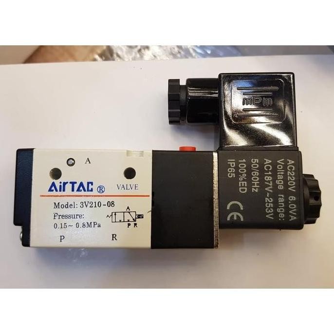 DF107 >> โซลินอยด์วาล์วลม Airtac 3V210-08 / 3V210 08 220V 3/2 Way