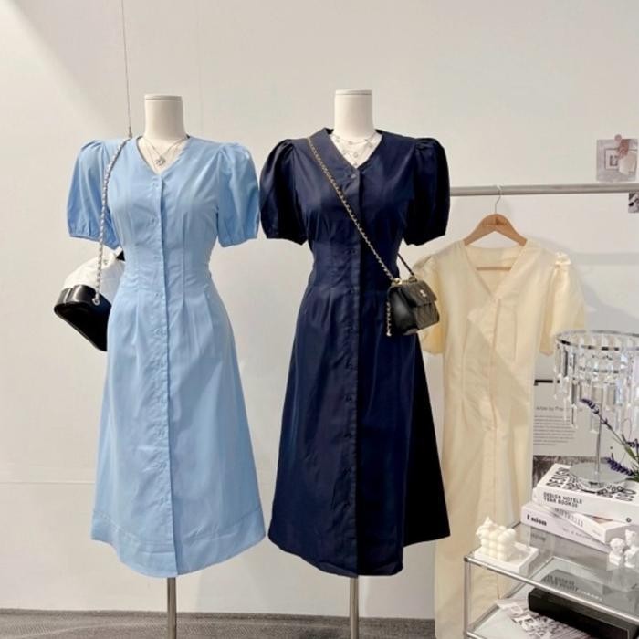 PFS AMANDA KOREAN DRESS คอวี // MIDI DRESS KOREA // DRESS KORSET // DRESS TALI // DRESS CASUAL คอวี 