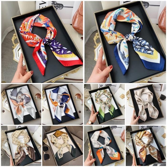 MFS ผ้าพันคอไหม 70 ซม. ผ้าพันคอไหม ผ้าพันคอคอ ผ้าพันคอกระเป๋า คุณภาพนําเข้า