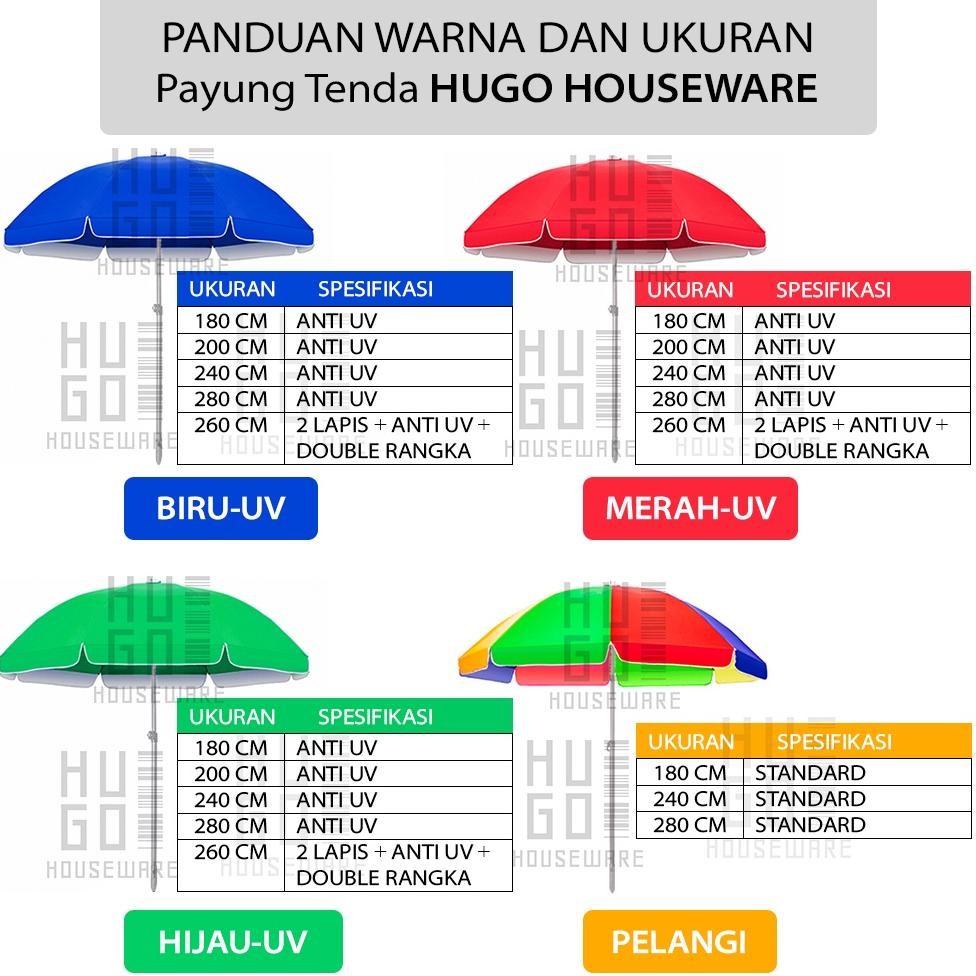 LOKAL TENDA เลือกท้องถิ่น Eh76 Hugo เต็นท์ร่ม 240 ซม. Garden Beach Cafe Bazaar Lapak Jk-54