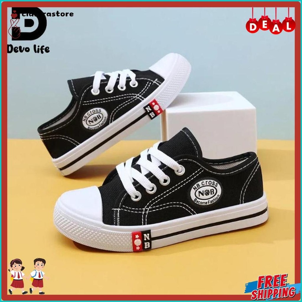 Devo Life - รองเท้าผ้าใบ Low Kiddy สําหรับเด็กหญิงและเด็กชาย | รองเท้าผ้าใบนักเรียนแบบผูกเชือกผ้าใบอ