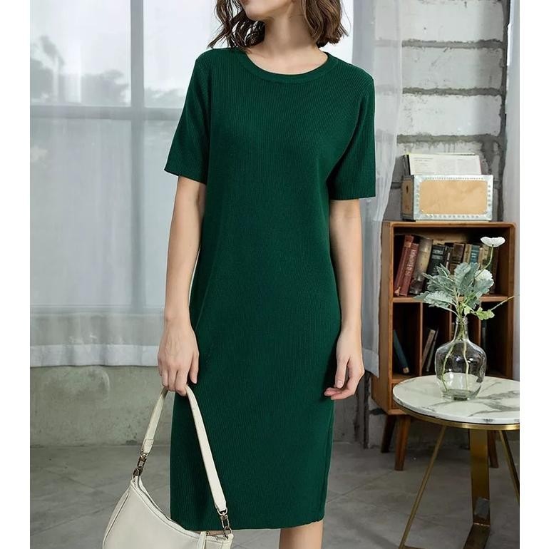 .!!! Sn - Pyeon Midi Dress / ชุดลําลอง - แขนสั้น Premium Fine Knit H-4