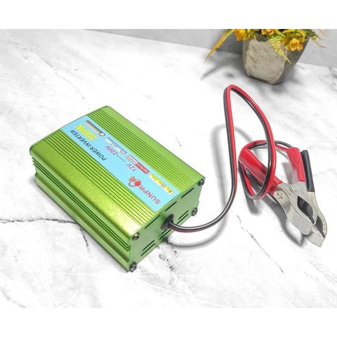 SUNPRO POWER INVERTER DC TO AC 220W แบตเตอรี่รถไฟฟ้าพร้อม SOFT START & TURBO COOLING สําหรับทีวีคอมพ