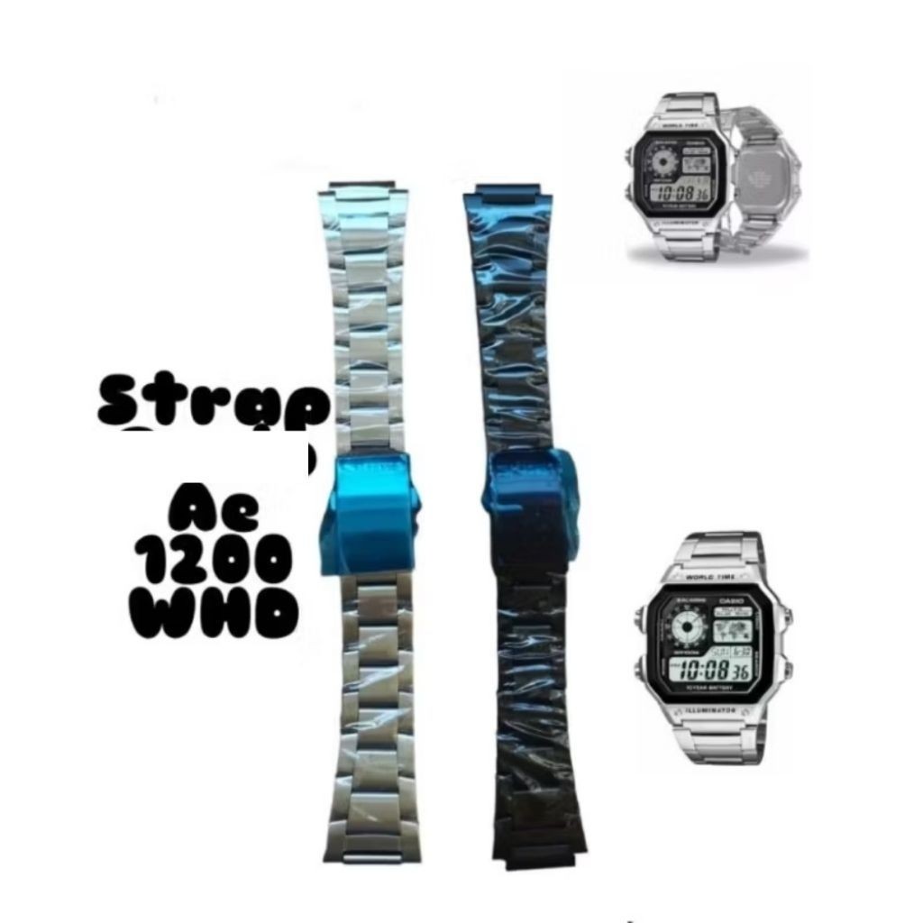 สายนาฬิกาสําหรับ AE1200 WHD AE-1200 WHD ชุดสแตนเลสและ FIT สามารถใช้งานได้