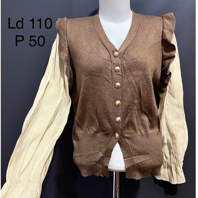 1 เสื้อคาร์ดิแกนผ้าถักพรีเมี่ยม เย็น นุ่ม วัสดุ kututramisu / คอ O/V หนา