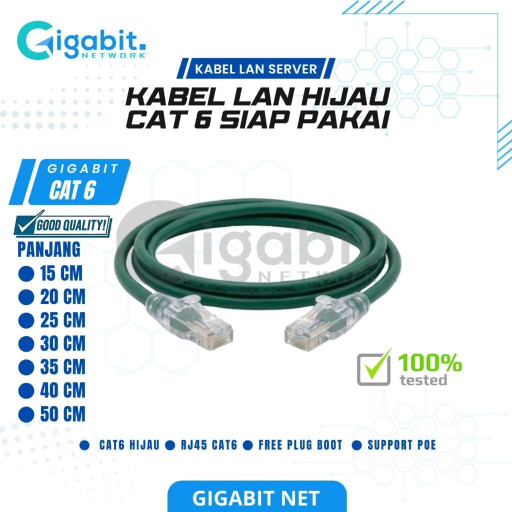 HIJAU Gigabit Green Cat 6 สาย LAN สั้นรองรับ PPOE RJ45 CAT 6 สาย UTP 15/20/25/30 ซม.