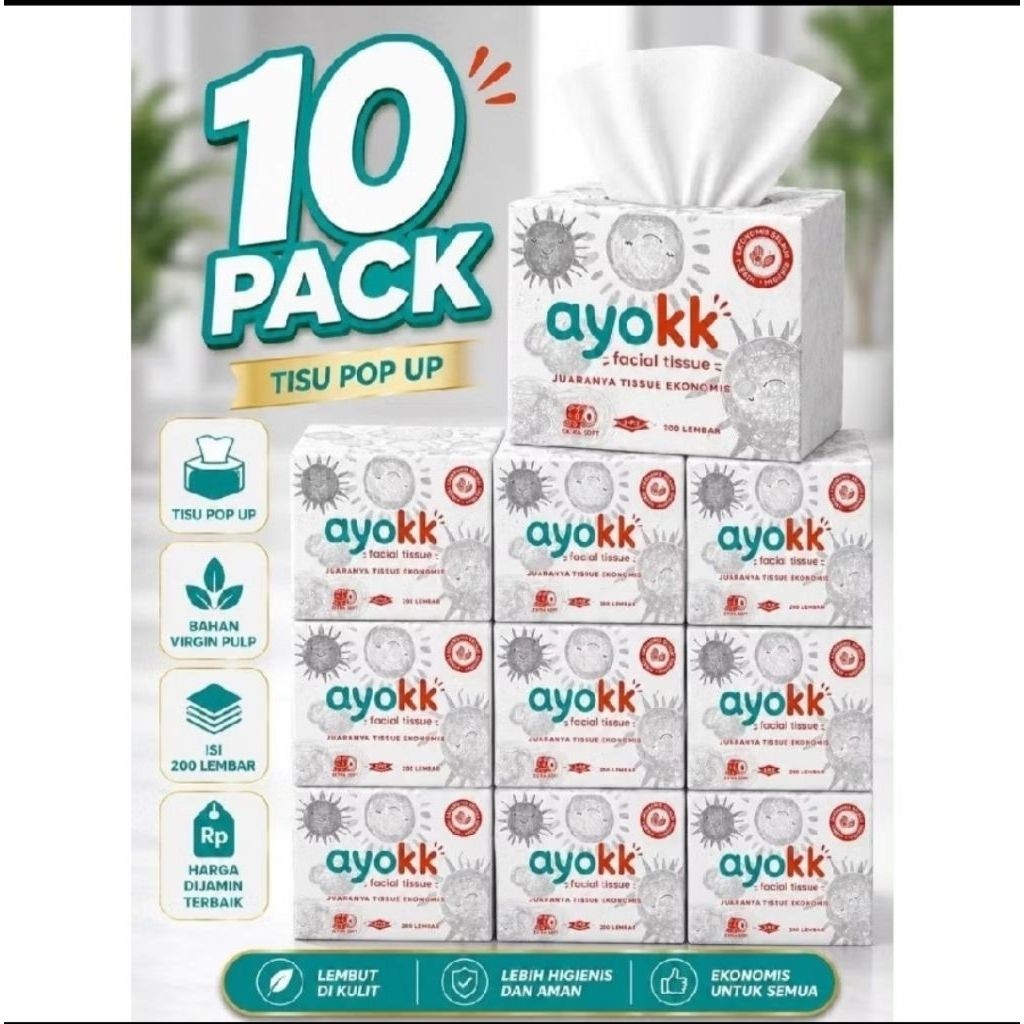 (10 แพ็ค) ทิชชู่ Aykk POP UP 200 แผ่น Virgin Pupl 2 Play บรรจุ 10 แพ็ค