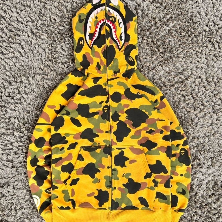 BAPE YELLOW CAMO ZIPPER HOODIE