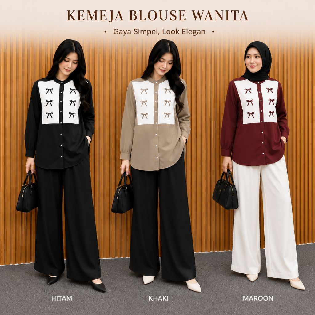KEMEJA Marina Top เสื้อเสื้อแขนยาวสําหรับผู้หญิง ฮิญาบ เรียบง่าย หรูหรา