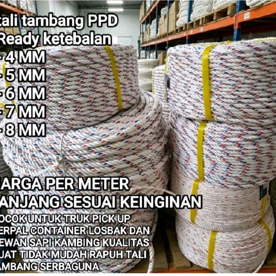 ROPE METERAN ROPE TAMPAR ROPE PPD ROPE 4MM, 5MM, 6MM, 7MM, 8MM PE ROPE FOR CAR, รถบรรทุก, FISHERMAN,