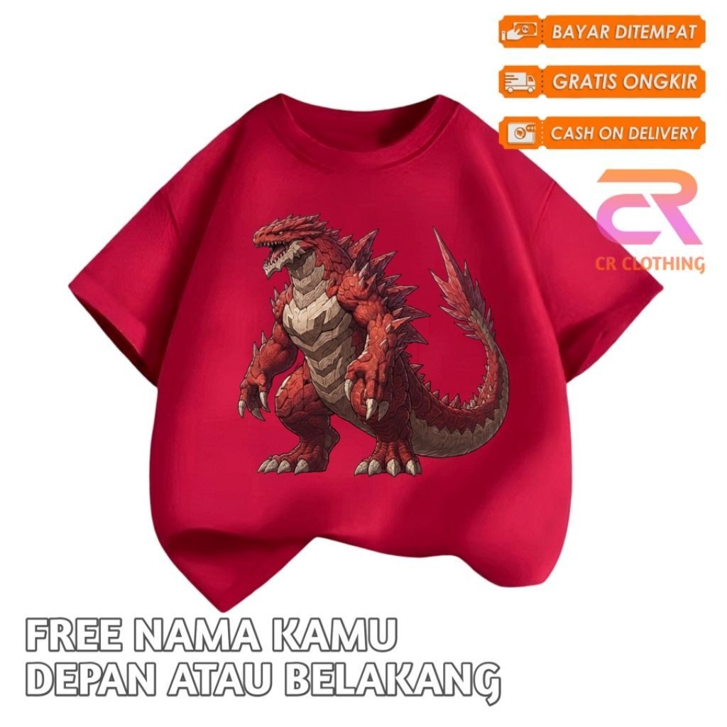 MERAH Godzilla Monster Red Kaizu Kids T-Shirt