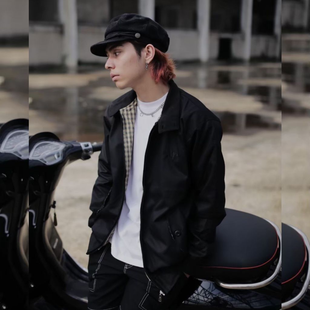 โครงการเสียงรบกวน - Harrington Jacket Harrington Canvas Jacket Bomber Jacket Casual Jacket สีดํา