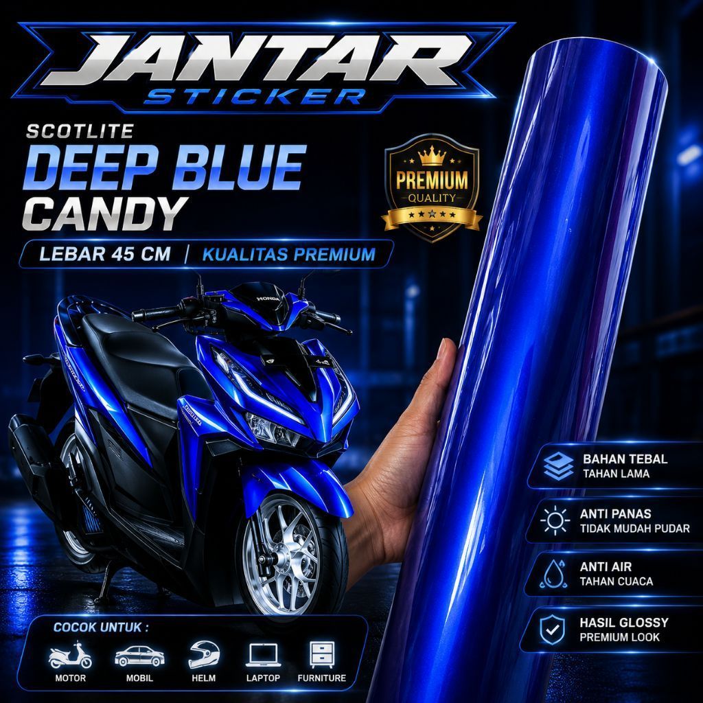 DEEP BLUE CANDY สติ๊กเกอร์มอเตอร์ไซค์ SKOTLET DEEP BLUE BETTALIC CANDY SKOTLET BLUE SKY BETTALIC CAN
