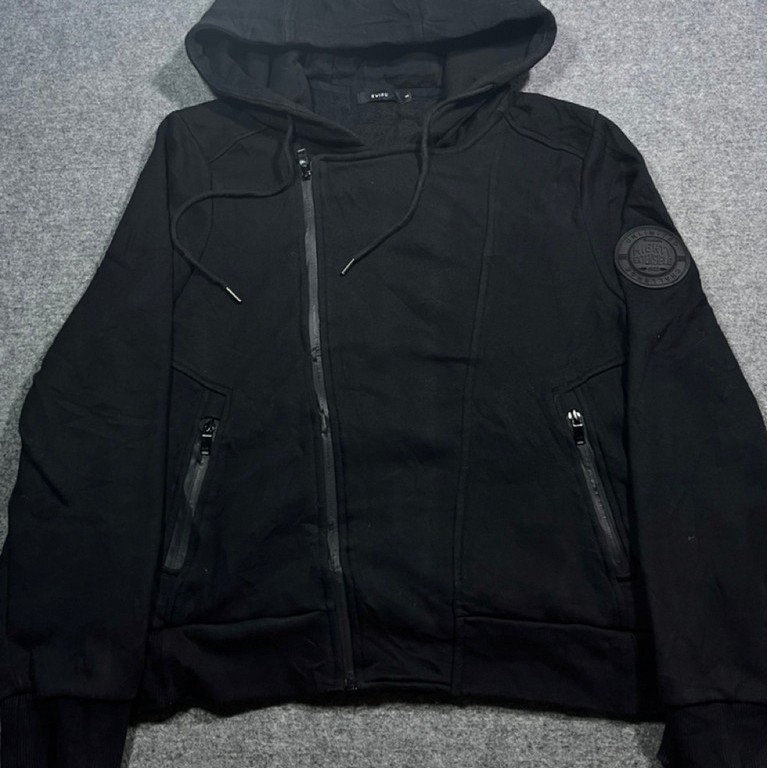 JACKET HOODIE ZIPPER CAKEP EVISU CAKEP สีดํา ไซส์ S FIT M