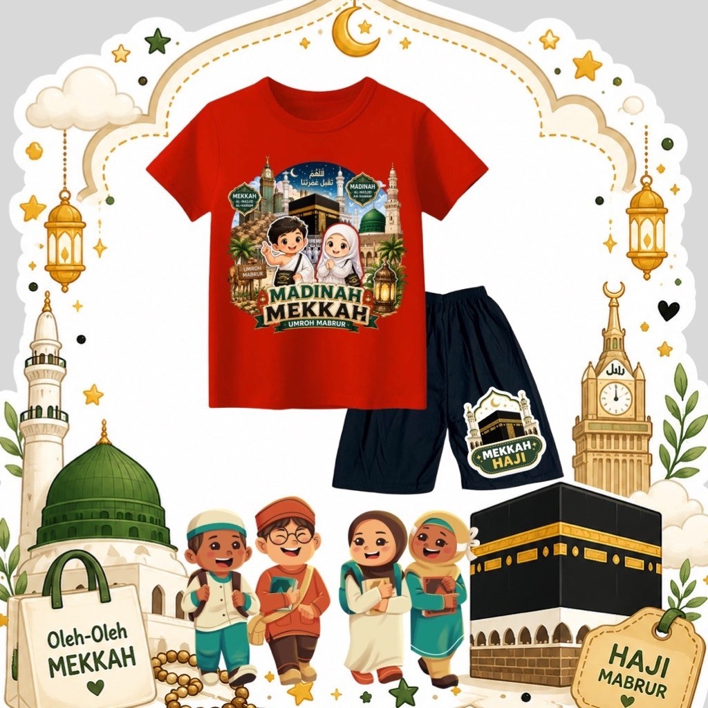 HAJJ UMRAH SOUVENIS MOCCA CHILDRENS ชุดเสื้อยืด GET UMRAH PANTS MABRUR B