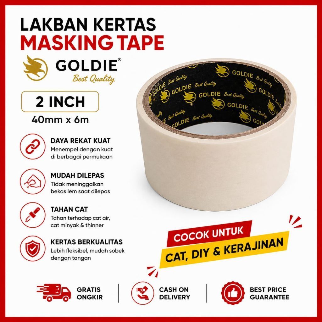MASKING TAPE สีครีม 2 INCH 40 MM X 6 M