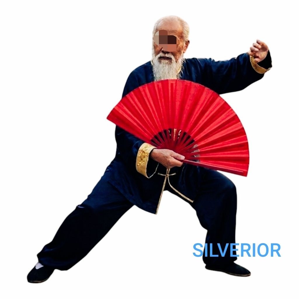 MERAH Taichi chikung qigong พัดลมมือสีแดงออกกําลังกาย