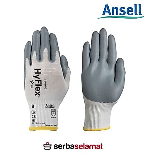 ANSELL ถุงมือนิรภัย Cotton W Latex Grip Hyflex 11-800