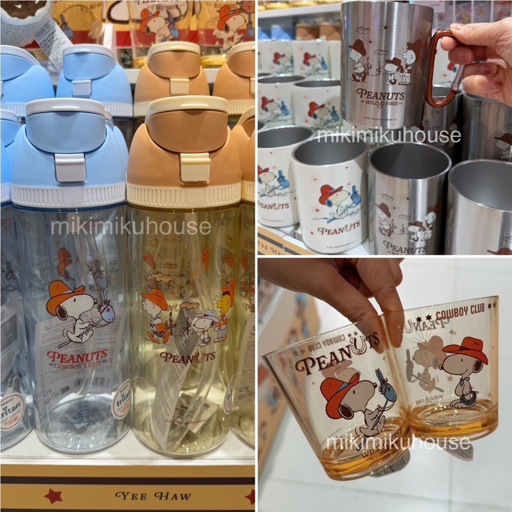 MINISO SNOOPY COWBOY TUMBLER แก้วน้ําสแตนเลส SNOOPY COWBOY DRINKING BOTTLE NUTS OLAF CHARLIE BROWN F