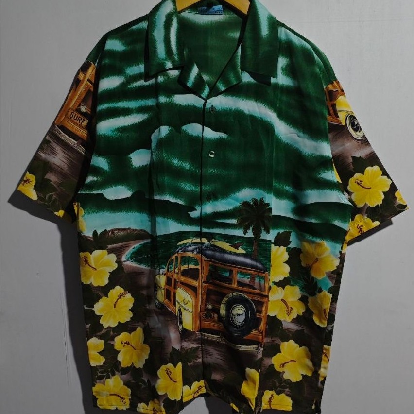 KEMEJA Aloha Hawai Surf AOP เสื้อเชิ้ตเปิดคอปกยืด