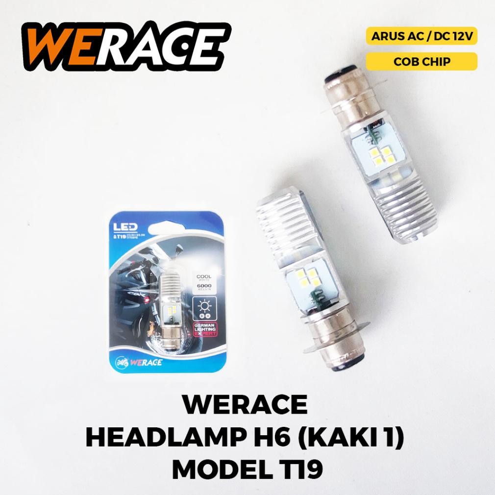 Werace ไฟหน้า LED 1 ขา H6 รุ่น T19 T-19 / H6 ขา 1 8 Led Super Bright White