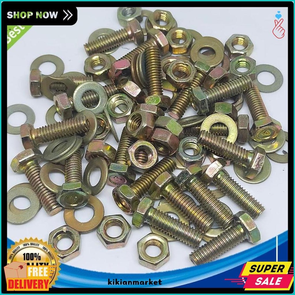 ต้องมี! M6 Nut Bolt Plus 2 แหวน 1 ชุด M6 Nut Bolt Plus 2 แหวน Bolt 10 Key 10