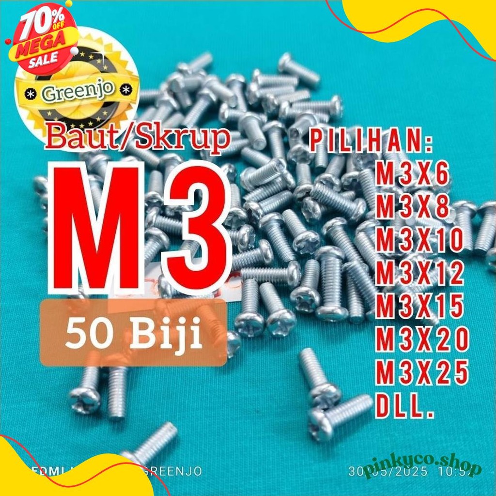 X50 Jp M3 X 6 สกรูสลักเกลียว M3X6 M3X8 M3X10 M3X12 M3X15 M3X20 (50 ชิ้น)