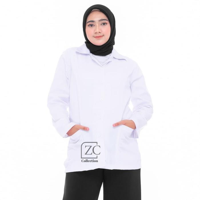 เคมีจา MFS ชุดขาว หญิง ชุดพยาบาล คอปกเบลเซอร์ เสื้อทํางาน