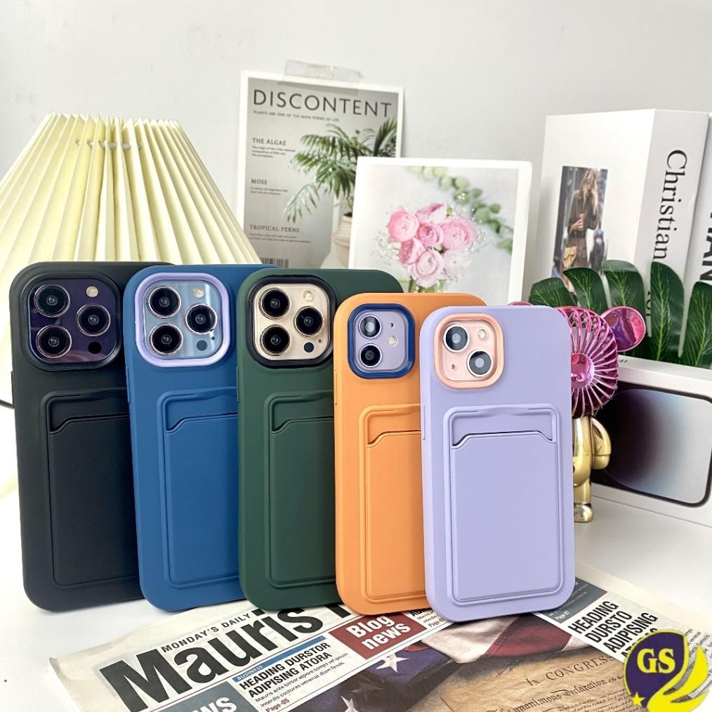 Ready_Stock (2) 3 In 1 Dual Color Silicone Pocket Matte Case พร้อมกันชน Full Cover Slot หรือ Card Ho