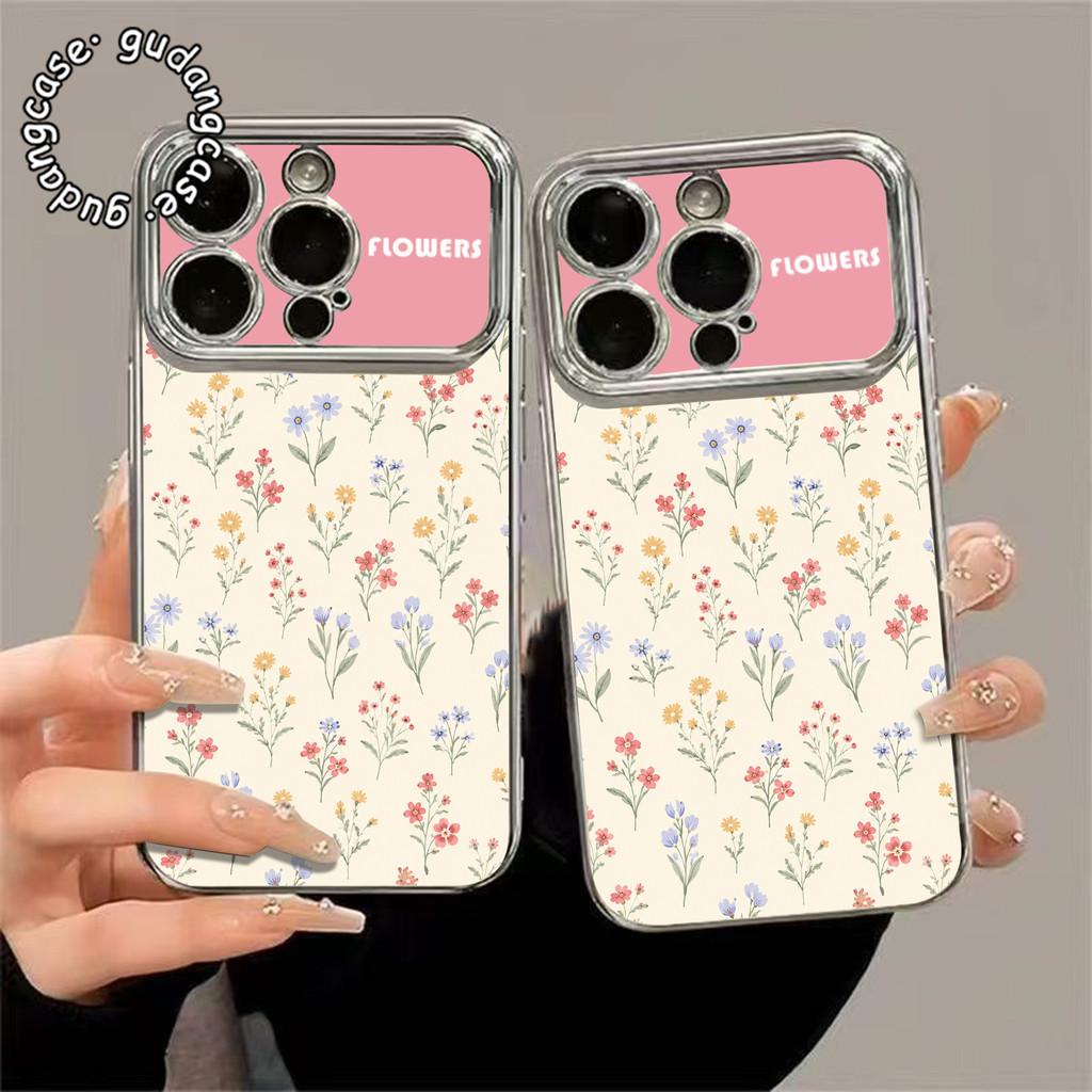 PLATING CROME CASE FLORAL FRESH สําหรับ VIVO Y02 Y03 Y04 Y04S Y12 Y15 Y15S Y16 Y17 Y17S Y18 Y19S Y20